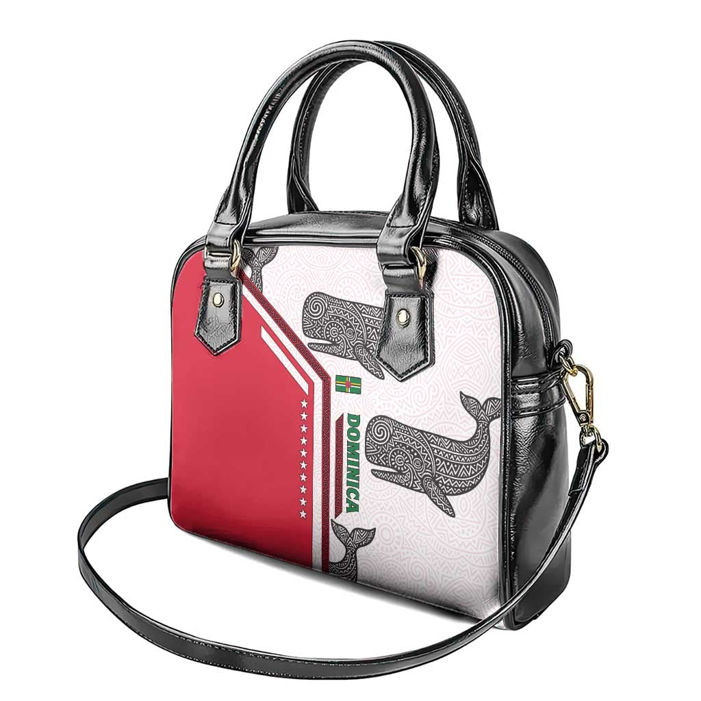 Dominica Flag Shoulder Handbag Tribal Turtle Pattern Red and White with Island Stars Design TS04