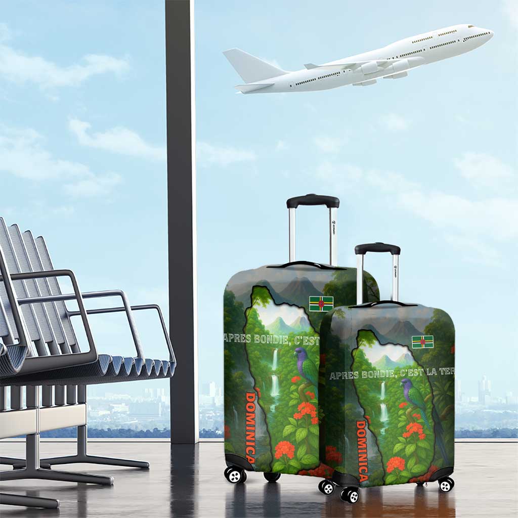 Dominica Nature Luggage Cover Sisserou Parrot and Waterfall Island Map with National Flag Design TS04