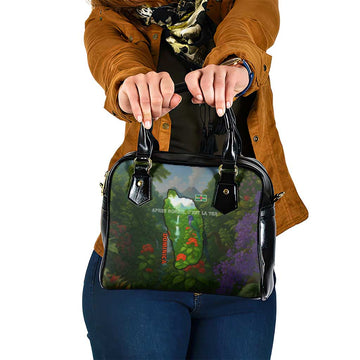 Dominica Nature Shoulder Handbag Sisserou Parrot and Waterfall Island Map with National Flag Design TS04