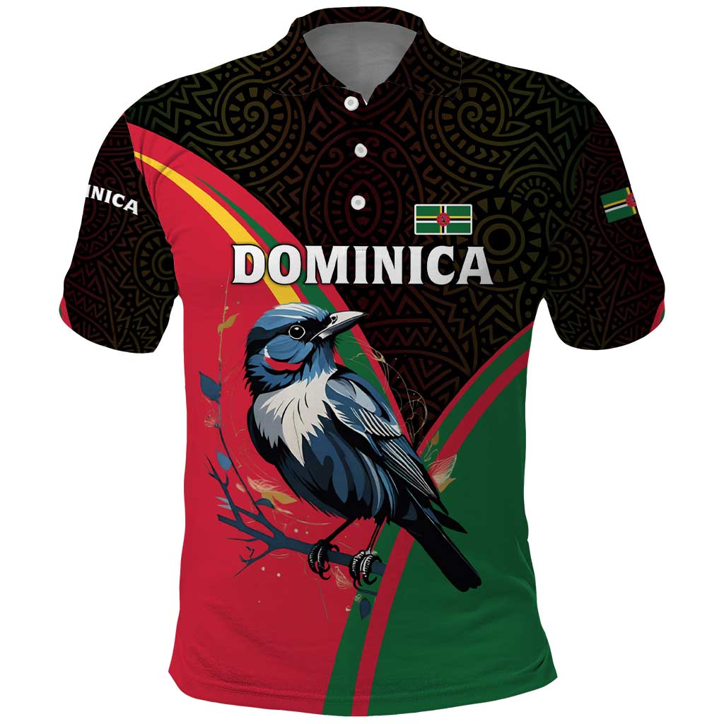 Dominica Polo Shirt with Sisserou Parrot and Tribal Pattern Design TS04