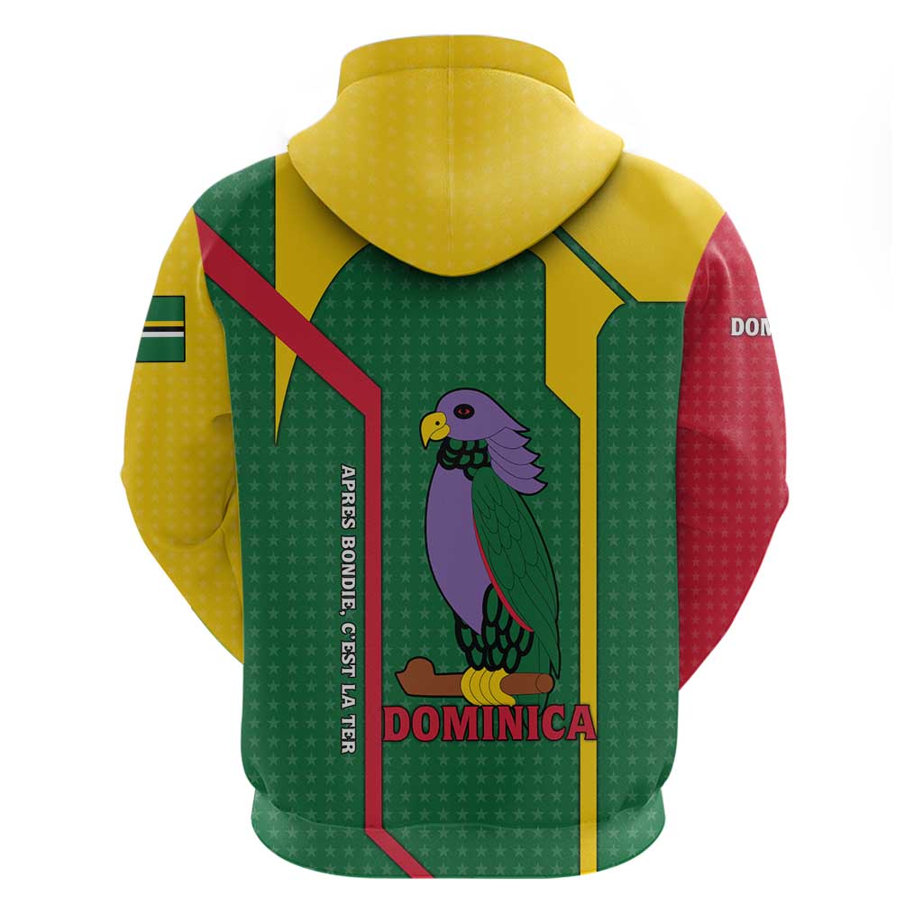 Dominica Flag Hoodie National Parrot and Stars Design with Motto Apres Bondie Cest La Ter TS04