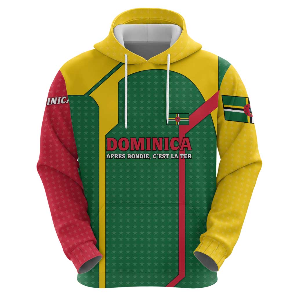 Dominica Flag Hoodie National Parrot and Stars Design with Motto Apres Bondie Cest La Ter TS04