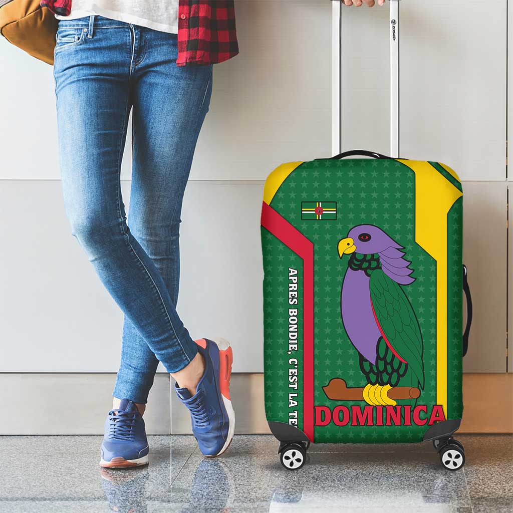 Dominica Flag Luggage Cover National Parrot and Stars Design with Motto Apres Bondie Cest La Ter TS04