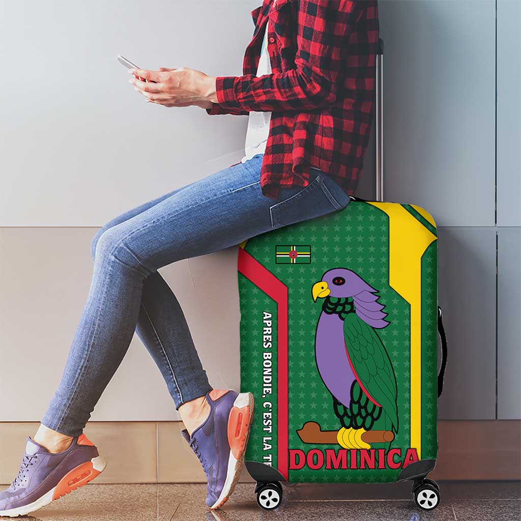 Dominica Flag Luggage Cover National Parrot and Stars Design with Motto Apres Bondie Cest La Ter TS04