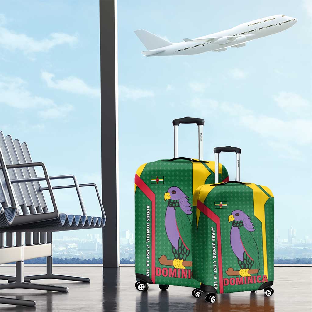 Dominica Flag Luggage Cover National Parrot and Stars Design with Motto Apres Bondie Cest La Ter TS04