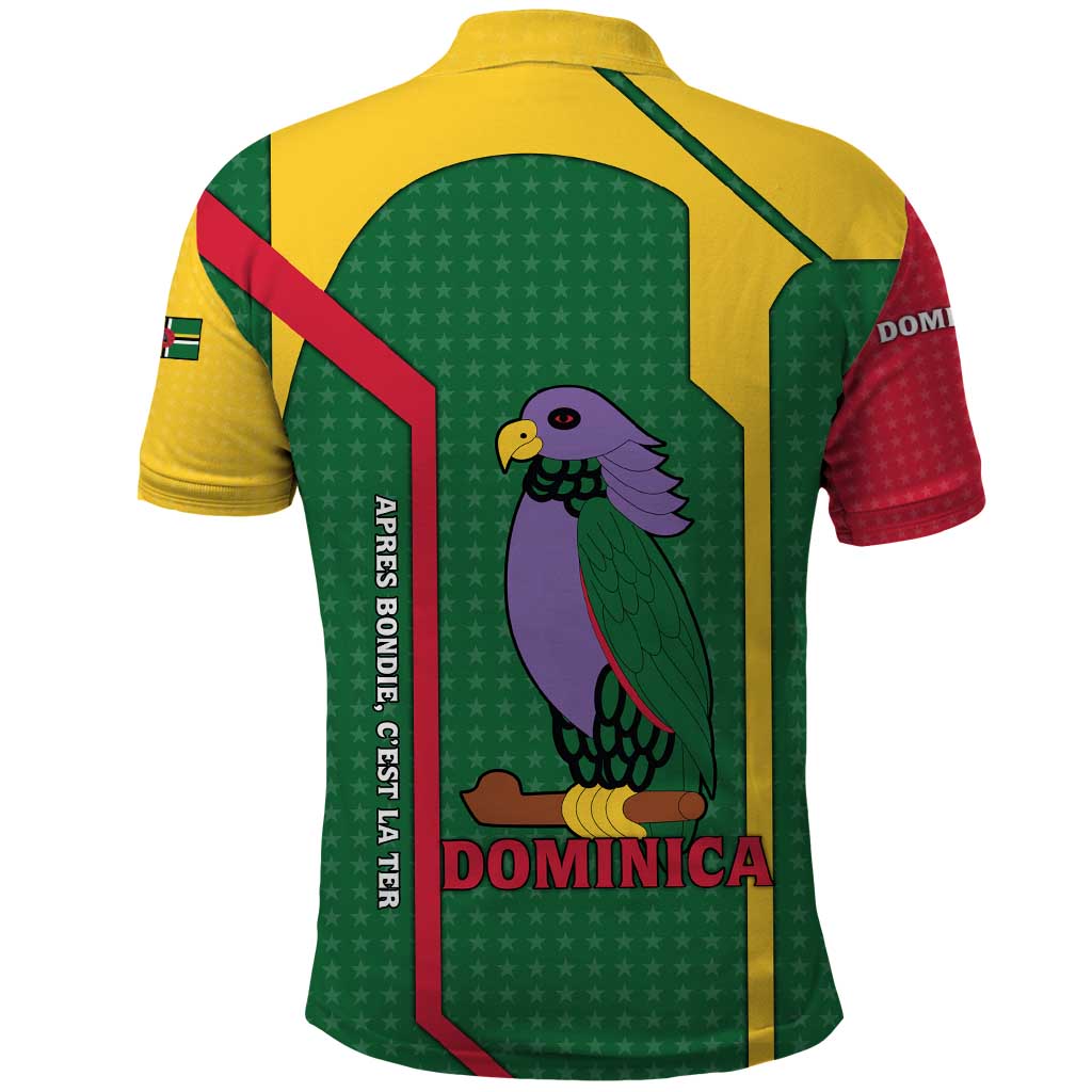 Dominica Flag Polo Shirt National Parrot and Stars Design with Motto Apres Bondie Cest La Ter TS04