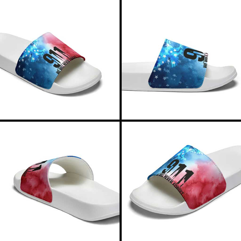 Patriotic 911 Memorial Patriot Day Slide Sandals American Flag and Bald Eagle TS04