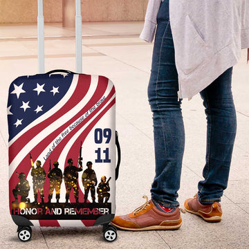 911 Memorial Luggage Cover Patriot Day American Flag and Soldier Silhouette Honor and Remember TS04