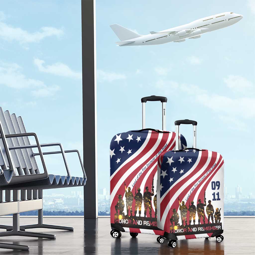 911 Memorial Luggage Cover Patriot Day American Flag and Soldier Silhouette Honor and Remember TS04