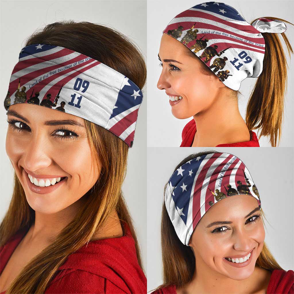 911 Memorial Neck Gaiter Patriot Day American Flag and Soldier Silhouette Honor and Remember TS04