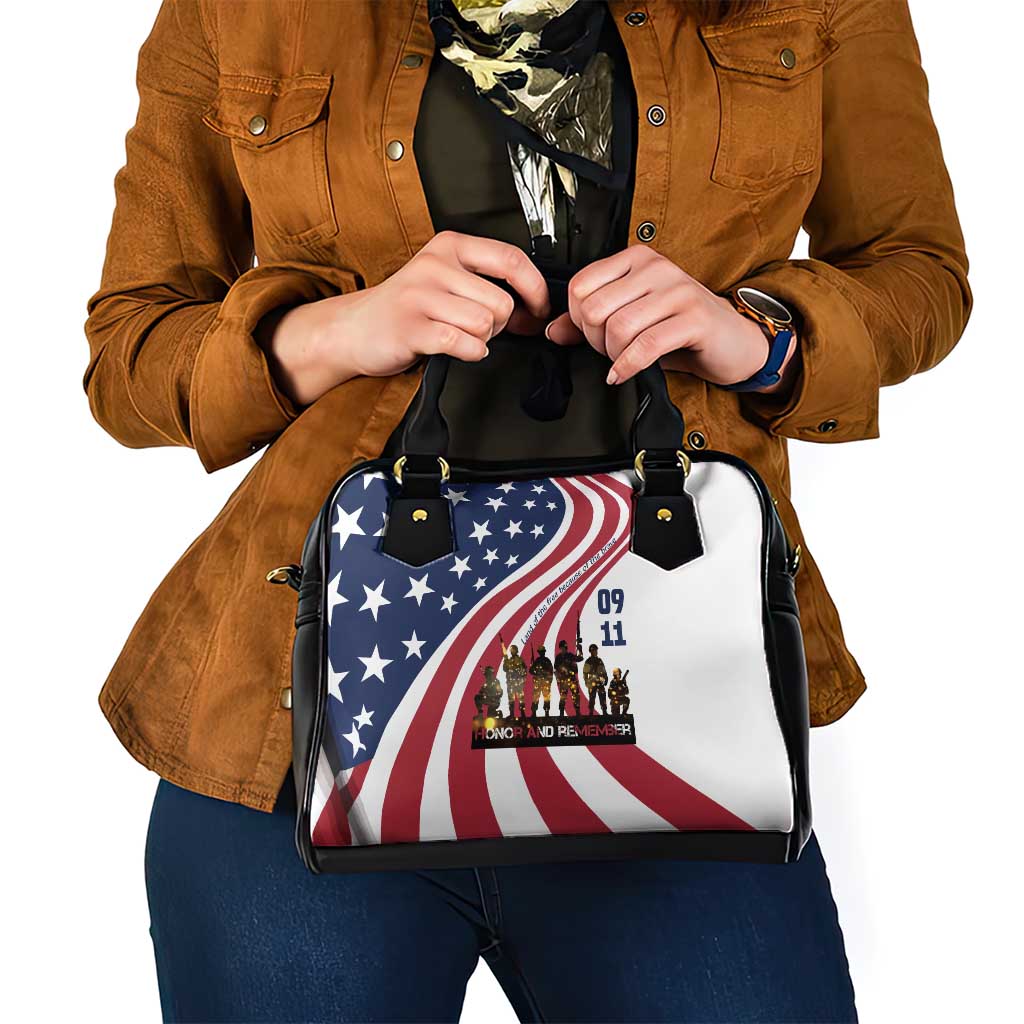 911 Memorial Shoulder Handbag Patriot Day American Flag and Soldier Silhouette Honor and Remember TS04