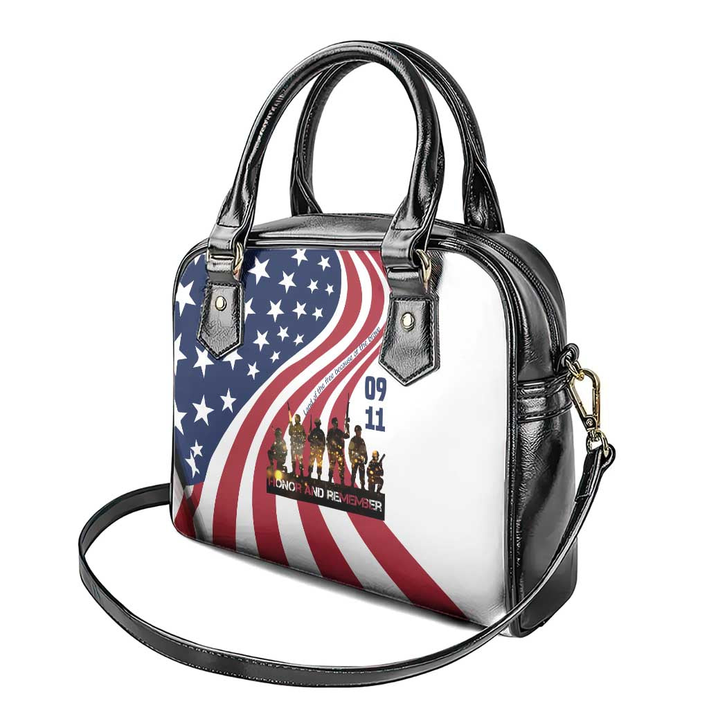 911 Memorial Shoulder Handbag Patriot Day American Flag and Soldier Silhouette Honor and Remember TS04