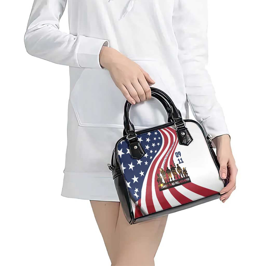 911 Memorial Shoulder Handbag Patriot Day American Flag and Soldier Silhouette Honor and Remember TS04