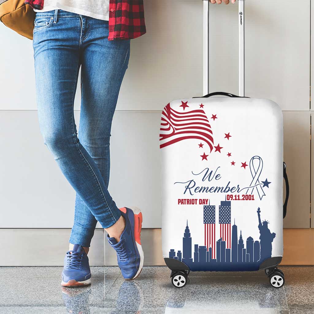 Patriot Day 911 Memorial Luggage Cover American Flag and New York City Skyline Design TS04