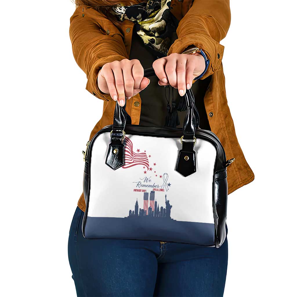 Patriot Day 911 Memorial Shoulder Handbag American Flag and New York City Skyline Design TS04