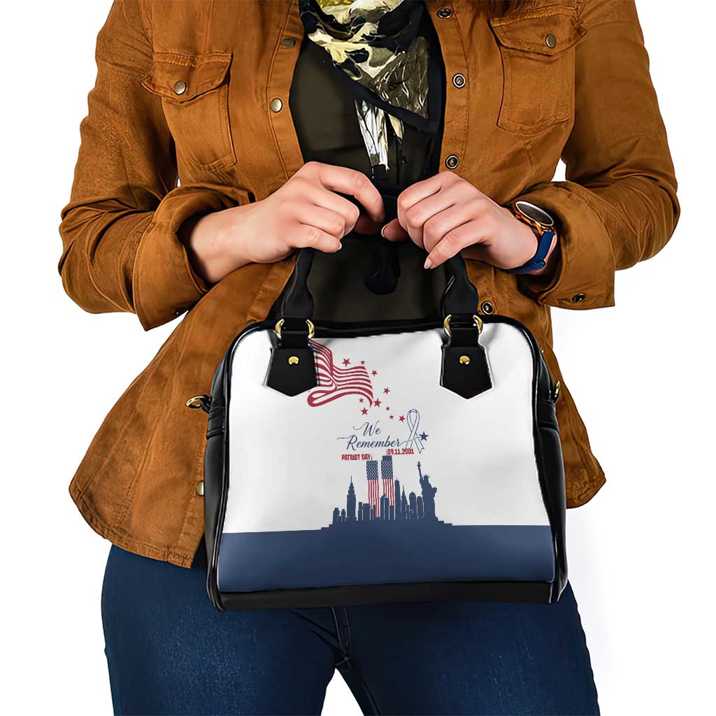 Patriot Day 911 Memorial Shoulder Handbag American Flag and New York City Skyline Design TS04