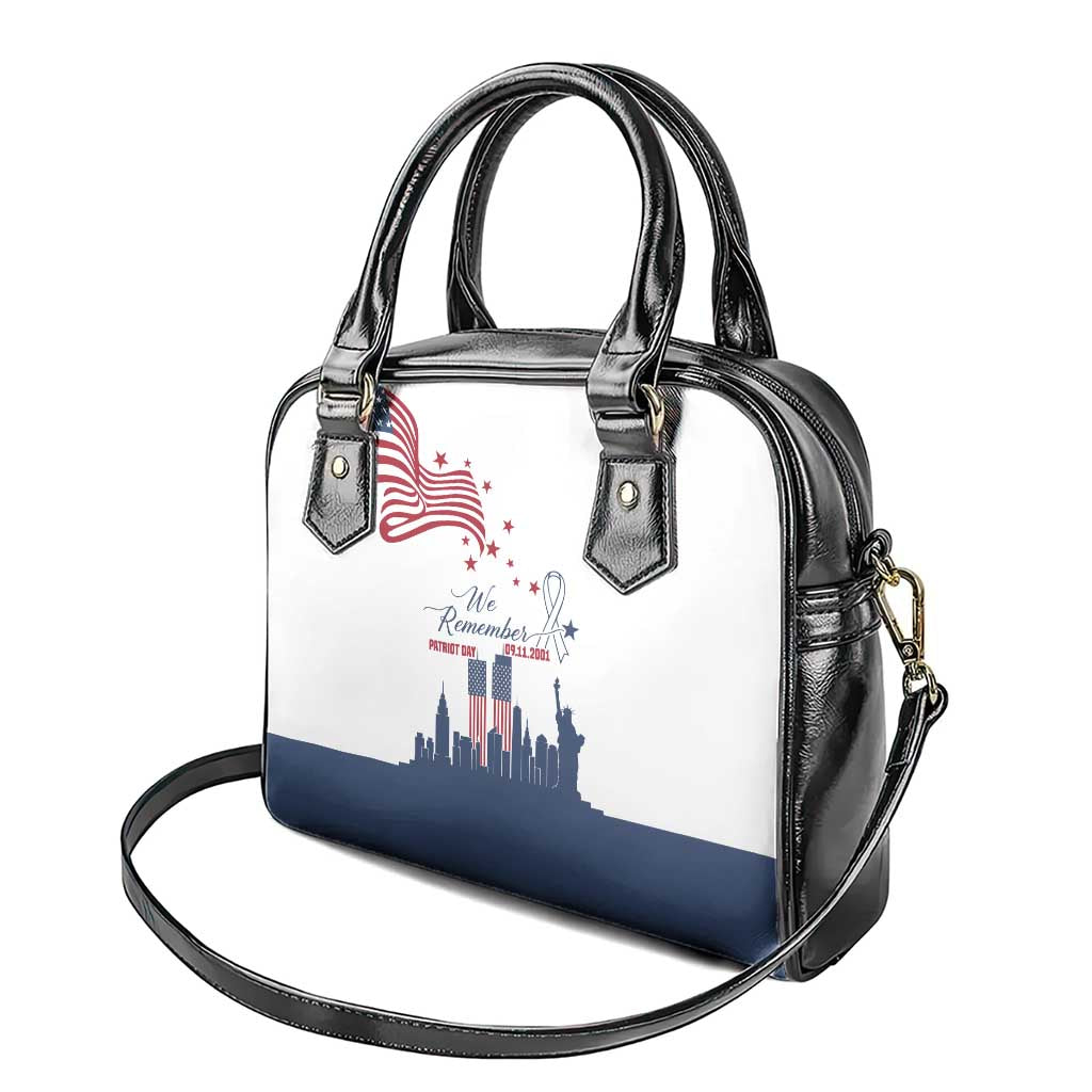 Patriot Day 911 Memorial Shoulder Handbag American Flag and New York City Skyline Design TS04