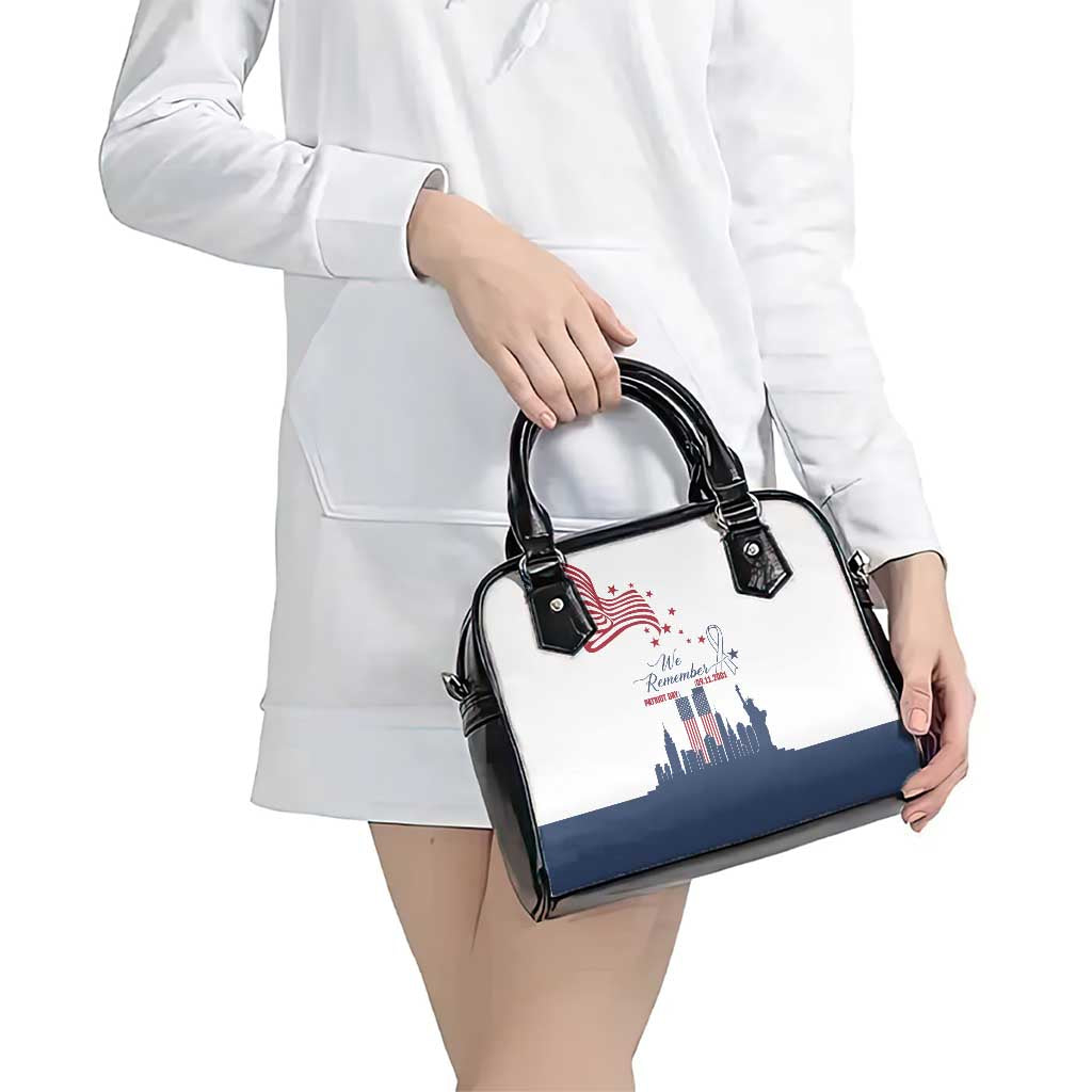 Patriot Day 911 Memorial Shoulder Handbag American Flag and New York City Skyline Design TS04