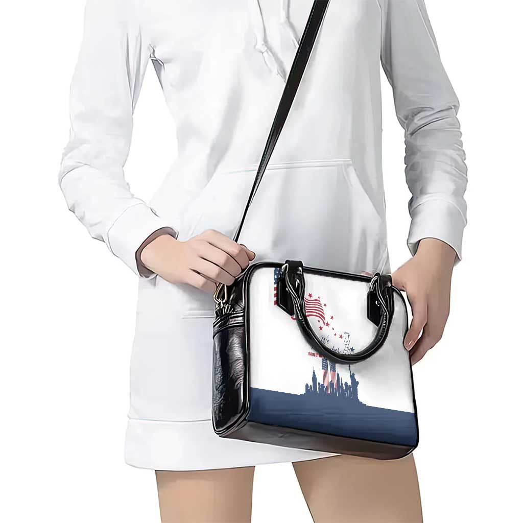 Patriot Day 911 Memorial Shoulder Handbag American Flag and New York City Skyline Design TS04