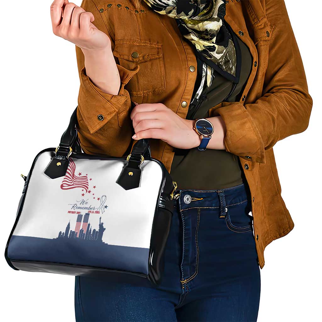 Patriot Day 911 Memorial Shoulder Handbag American Flag and New York City Skyline Design TS04