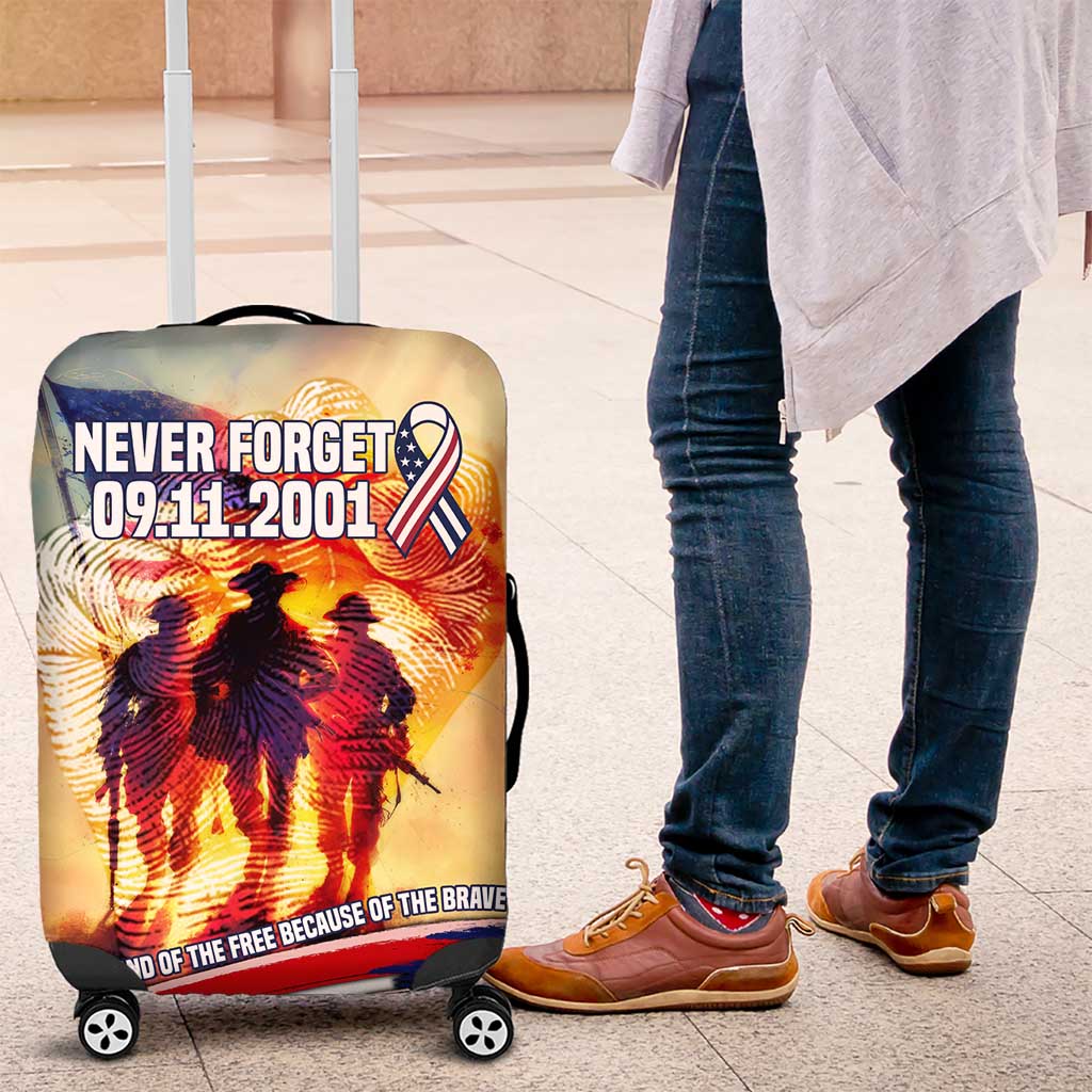 911 Memorial Patriot Day Luggage Cover American Flag and Soldier Tribute Never Forget TS04