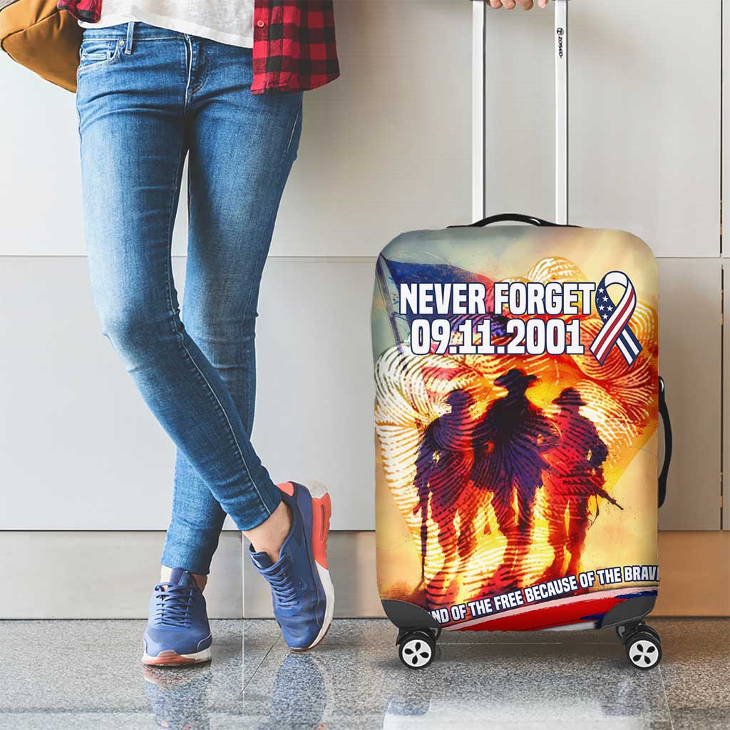 911 Memorial Patriot Day Luggage Cover American Flag and Soldier Tribute Never Forget TS04