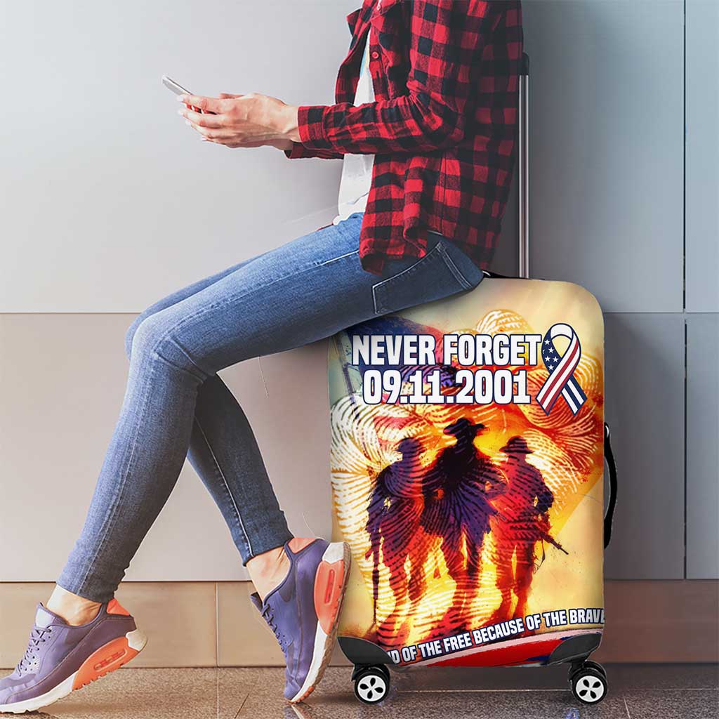 911 Memorial Patriot Day Luggage Cover American Flag and Soldier Tribute Never Forget TS04