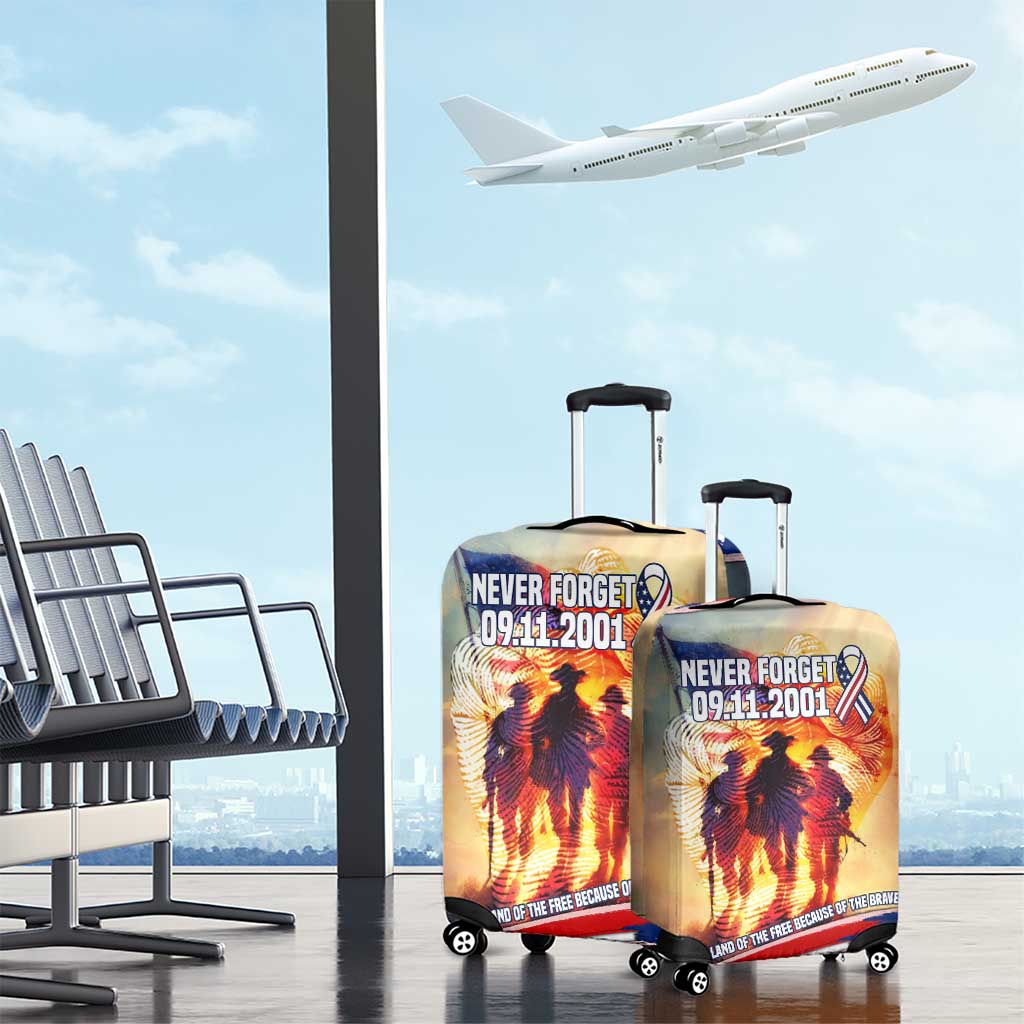 911 Memorial Patriot Day Luggage Cover American Flag and Soldier Tribute Never Forget TS04