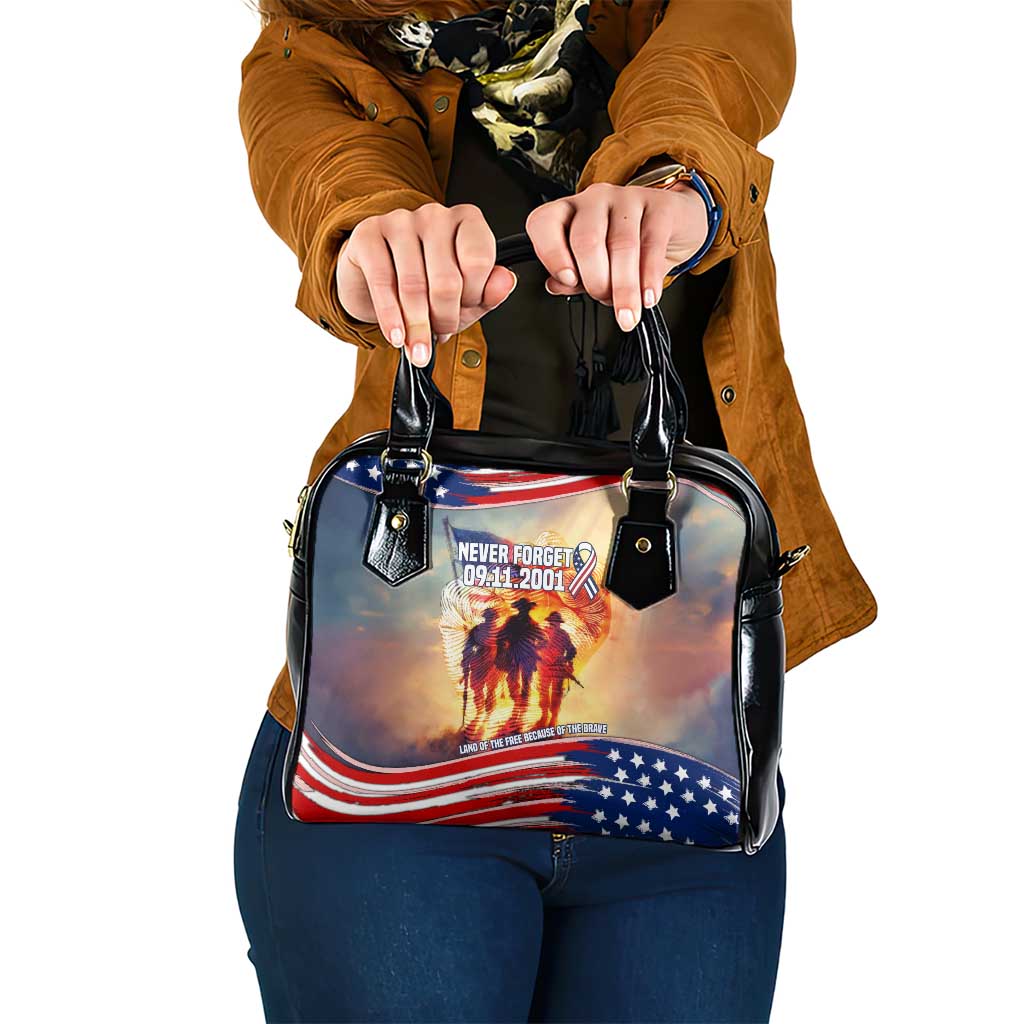911 Memorial Patriot Day Shoulder Handbag American Flag and Soldier Tribute Never Forget TS04