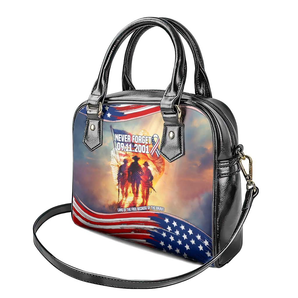 911 Memorial Patriot Day Shoulder Handbag American Flag and Soldier Tribute Never Forget TS04