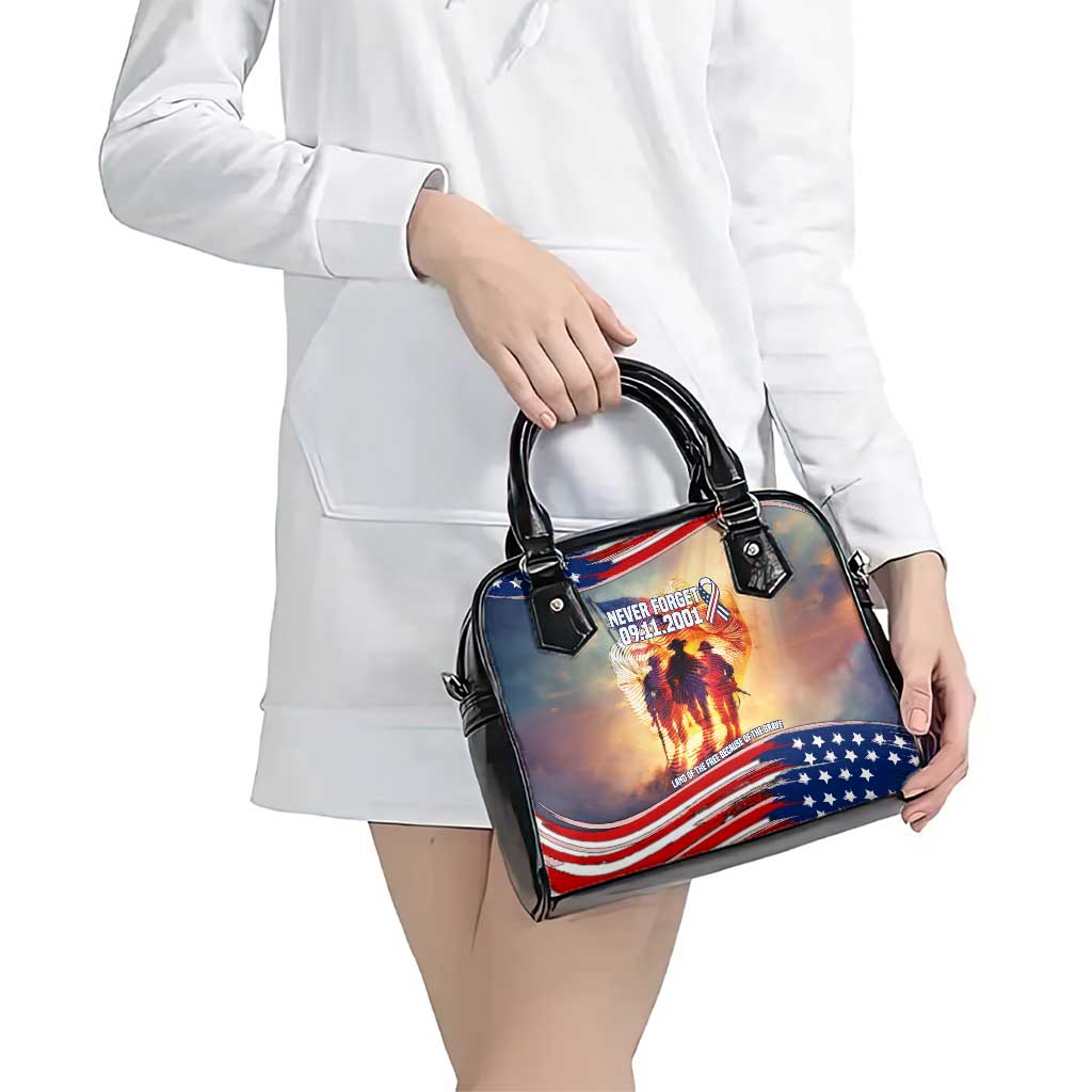 911 Memorial Patriot Day Shoulder Handbag American Flag and Soldier Tribute Never Forget TS04