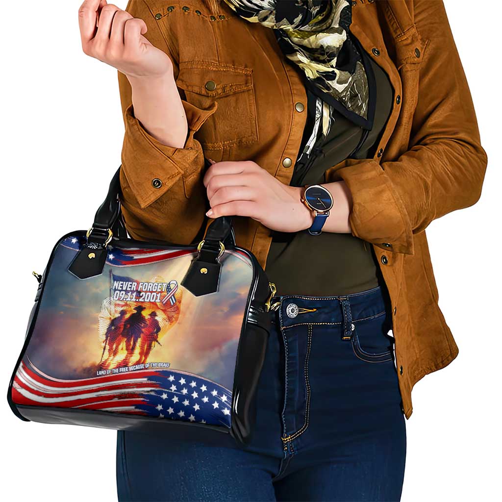 911 Memorial Patriot Day Shoulder Handbag American Flag and Soldier Tribute Never Forget TS04