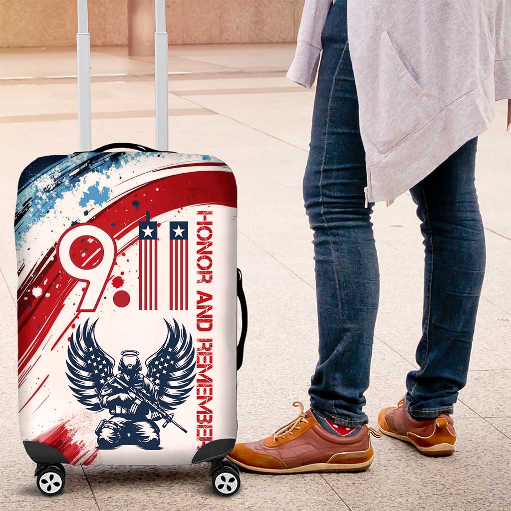 Patriot Day 911 Memorial Luggage Cover American Flag and Angel Soldier Honor and Remember TS04