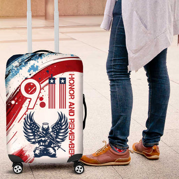 Patriot Day 911 Memorial Luggage Cover American Flag and Angel Soldier Honor and Remember TS04