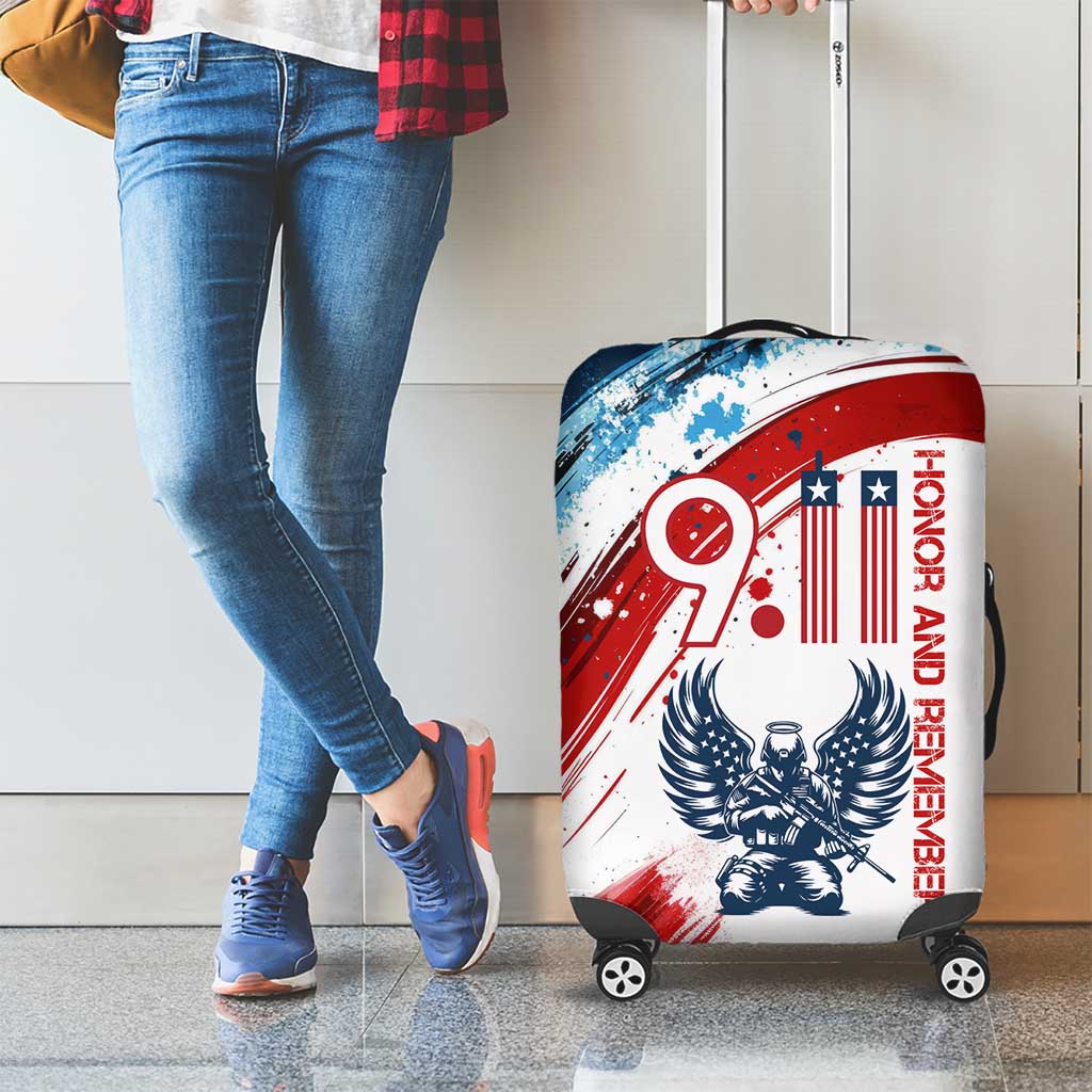 Patriot Day 911 Memorial Luggage Cover American Flag and Angel Soldier Honor and Remember TS04