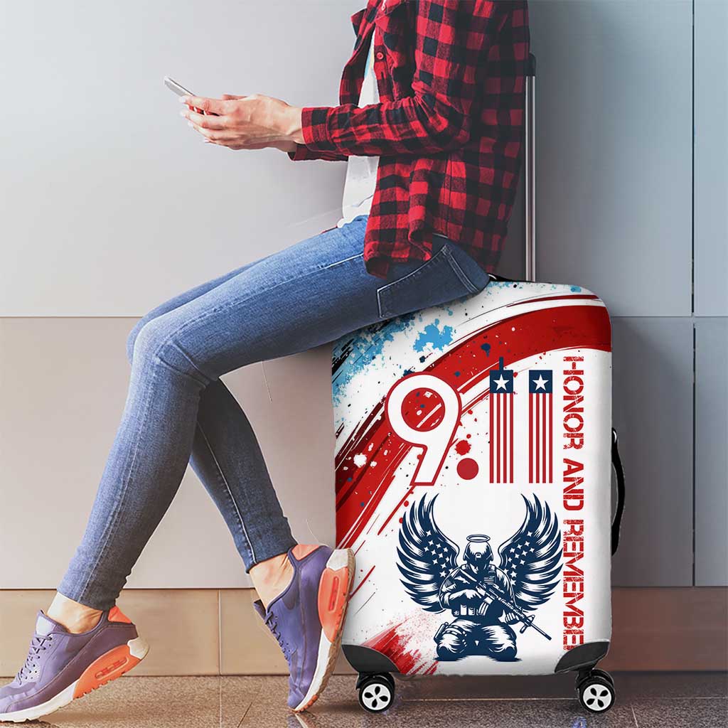 Patriot Day 911 Memorial Luggage Cover American Flag and Angel Soldier Honor and Remember TS04