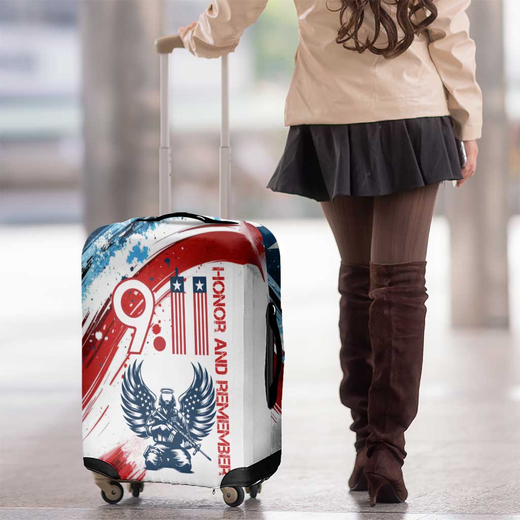 Patriot Day 911 Memorial Luggage Cover American Flag and Angel Soldier Honor and Remember TS04
