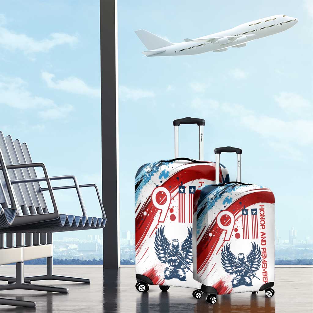 Patriot Day 911 Memorial Luggage Cover American Flag and Angel Soldier Honor and Remember TS04