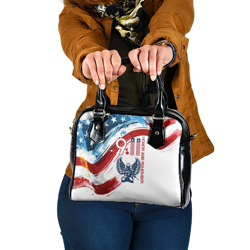 Patriot Day 911 Memorial Shoulder Handbag American Flag and Angel Soldier Honor and Remember TS04