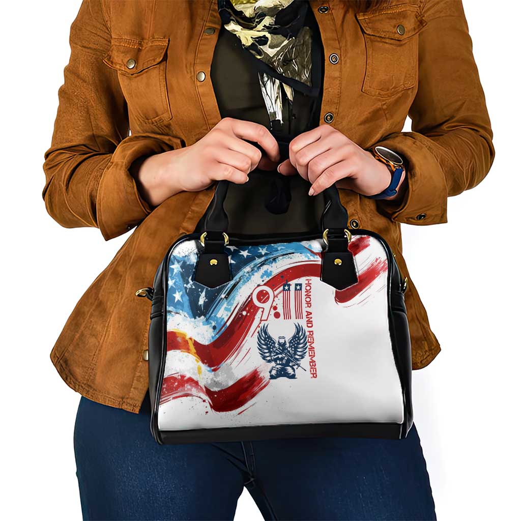Patriot Day 911 Memorial Shoulder Handbag American Flag and Angel Soldier Honor and Remember TS04