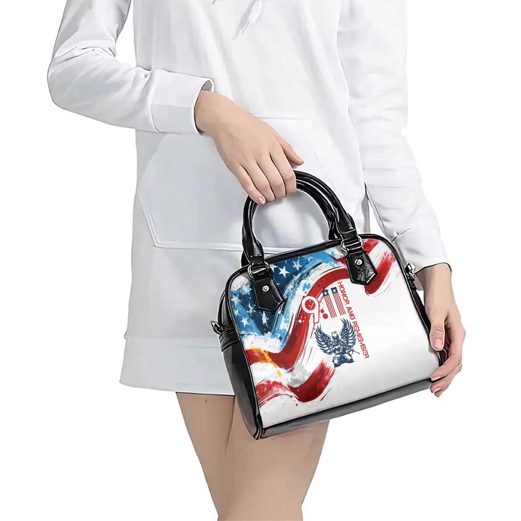 Patriot Day 911 Memorial Shoulder Handbag American Flag and Angel Soldier Honor and Remember TS04