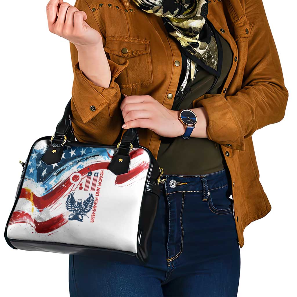Patriot Day 911 Memorial Shoulder Handbag American Flag and Angel Soldier Honor and Remember TS04