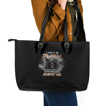 I Can't Go To Hell Reaper Bat Leather Tote Bag TS04