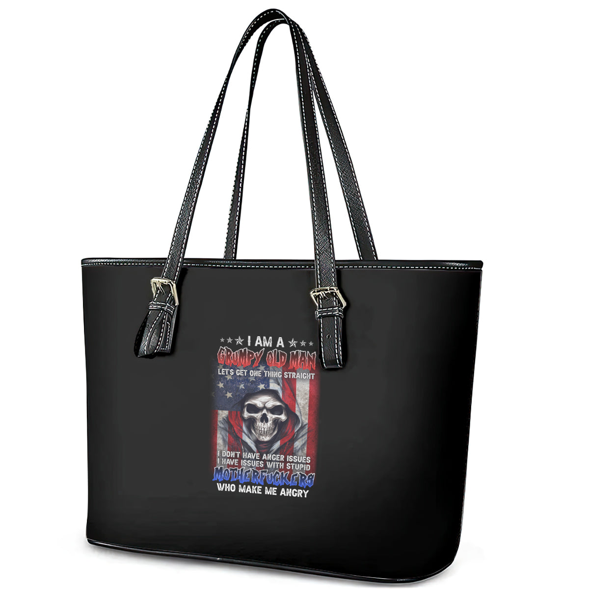 I Am A Grumpy Old Man Leather Tote Bag TS04