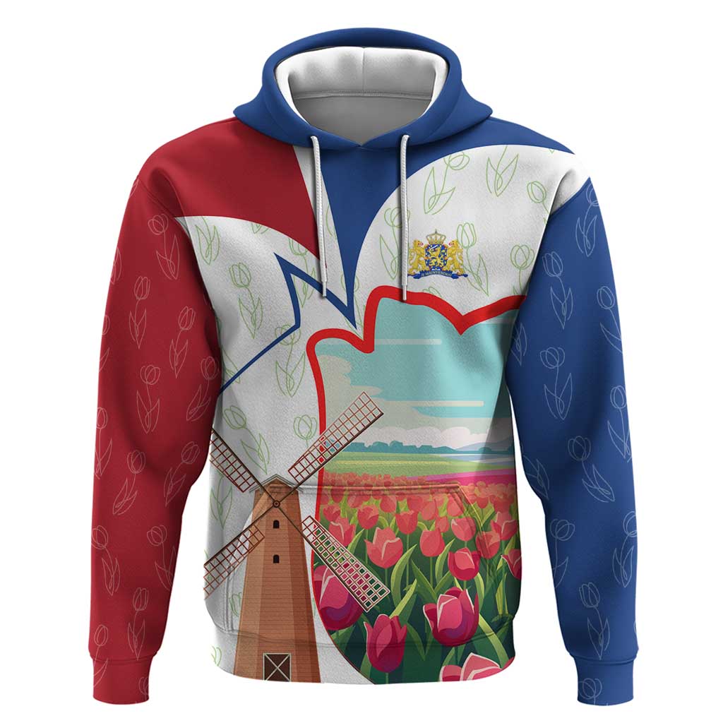 Netherlands Heritage Hoodie with Tulips Windmill and Coat of Arms TS04