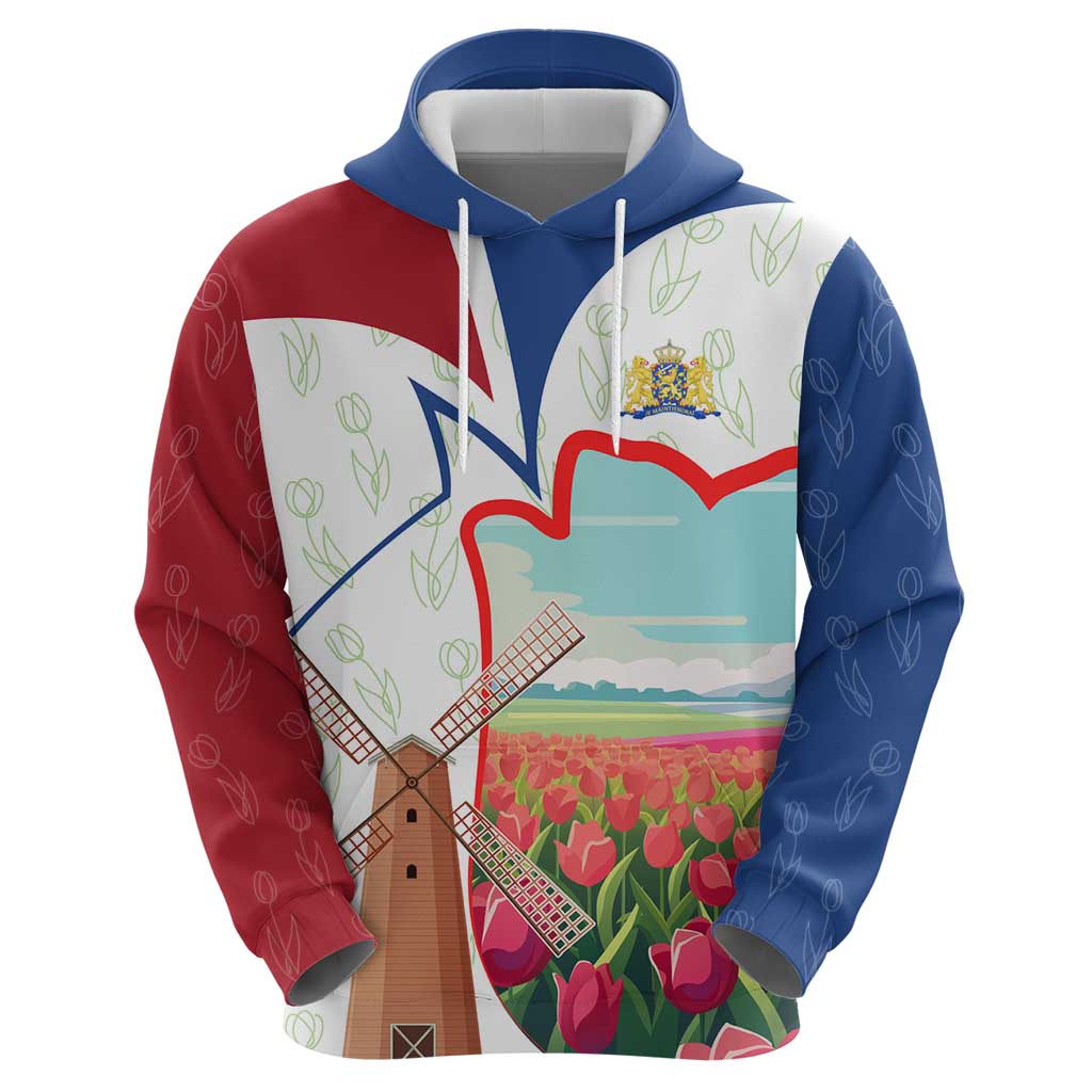 Netherlands Heritage Hoodie with Tulips Windmill and Coat of Arms TS04