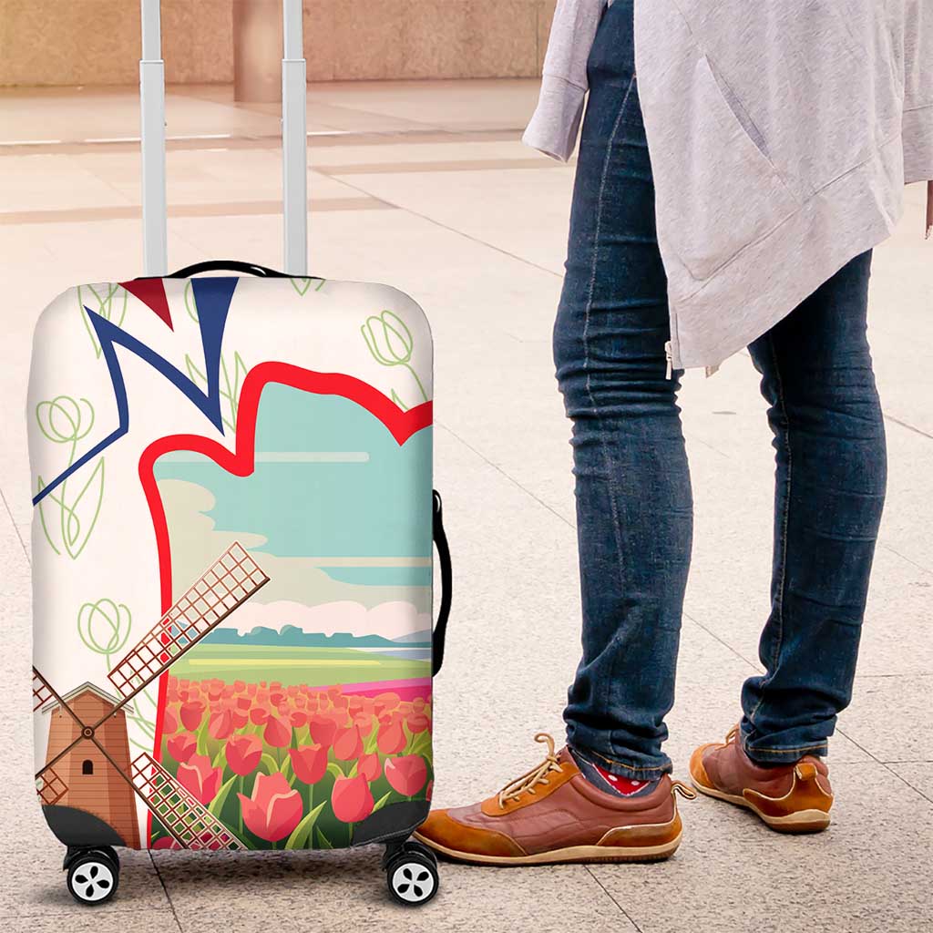 Netherlands Heritage Luggage Cover with Tulips Windmill and Coat of Arms TS04