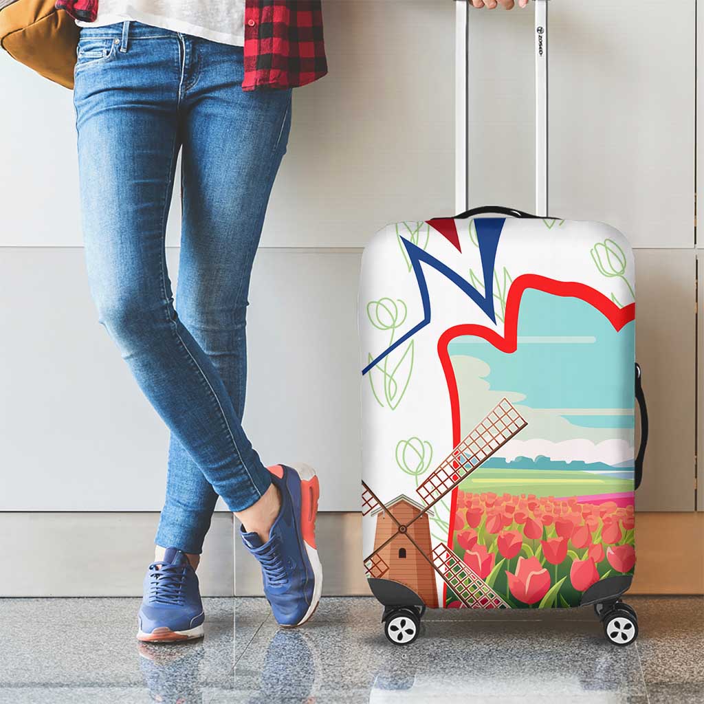 Netherlands Heritage Luggage Cover with Tulips Windmill and Coat of Arms TS04