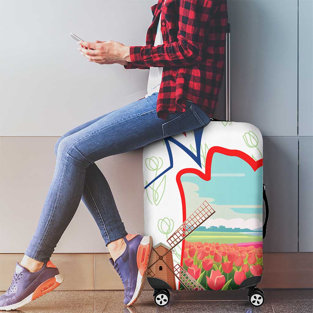 Netherlands Heritage Luggage Cover with Tulips Windmill and Coat of Arms TS04