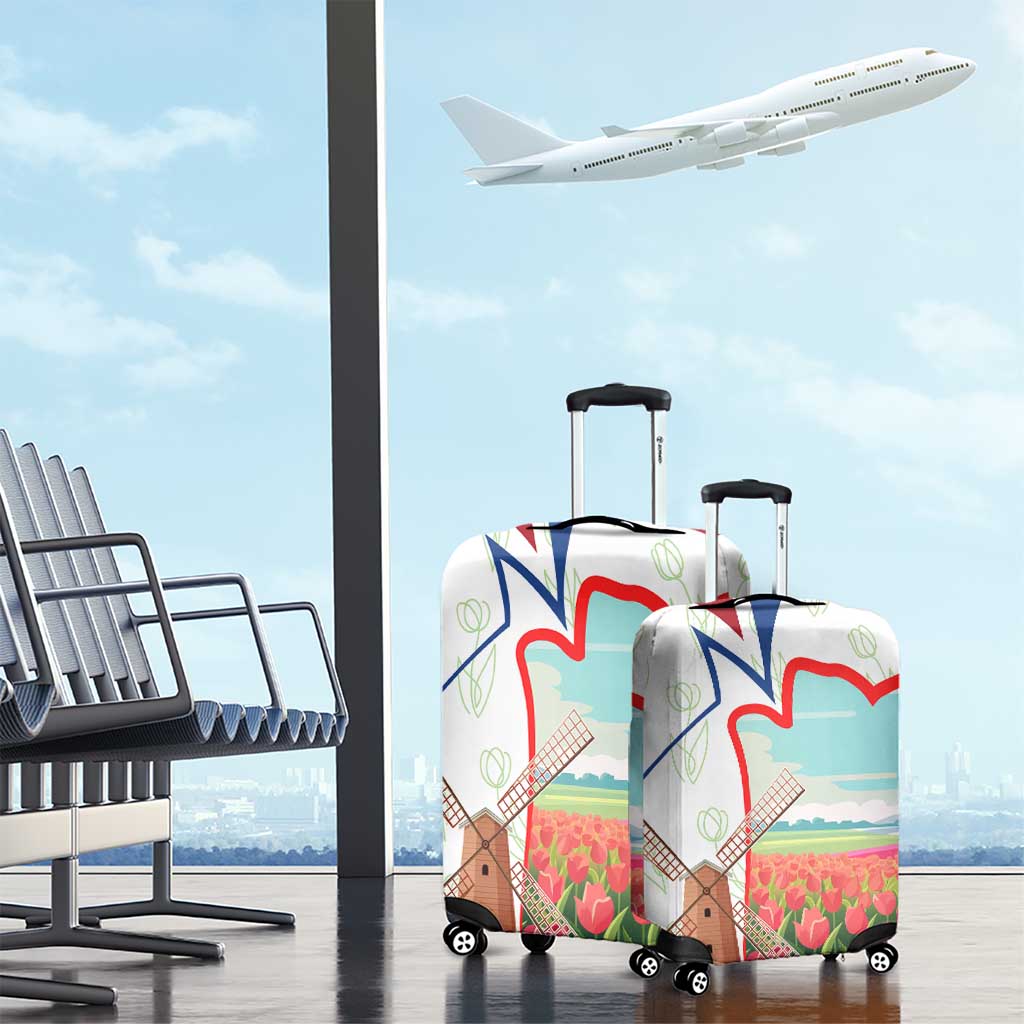 Netherlands Heritage Luggage Cover with Tulips Windmill and Coat of Arms TS04